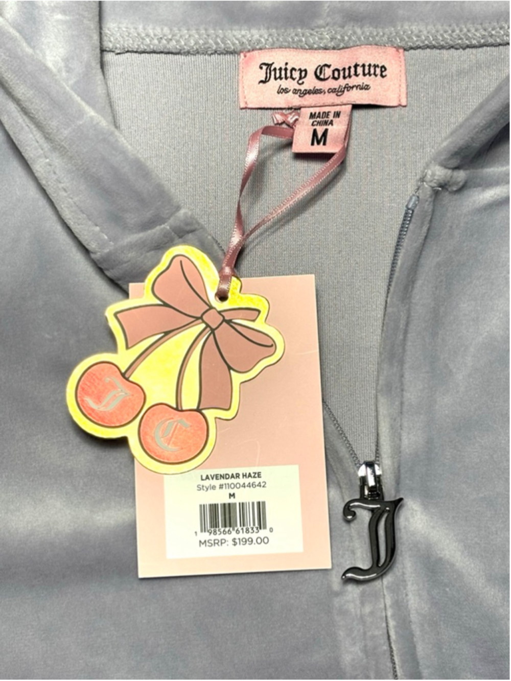 Juicy Couture OG Bling Velour Hoodie Pants Tracksuit - Lavender Haze SZ MED NWT - Picture 9 of 11